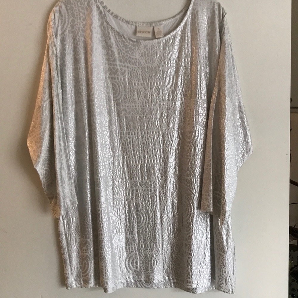 Chico’s silver on white top